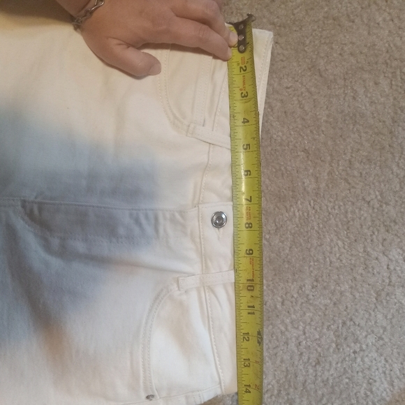 Zara Cream High-rise Jeans Slit Hem Size 6 Stretch Cotton Straight - Picture 9 of 11